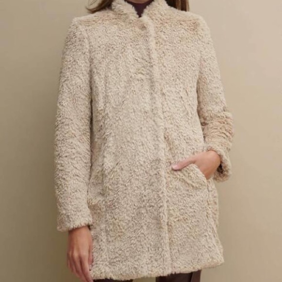 Kenneth Cole Notch-Collar Faux-Fur Coat Truffle XS - Picture 2 of 11